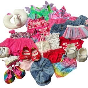 Build A Bear 20 Piece Mixed Clothes Shoes Dresses Skates Tops Shirts Pool Float